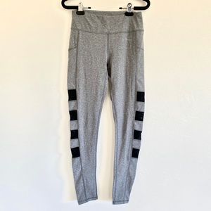 Heather grey and black sweatpants mesh panels